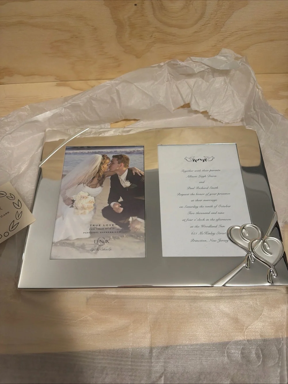 Lenox True Love Double Invitation Frame -  Silver